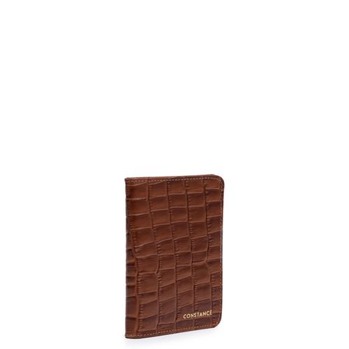 Porta Cartão Couro Croco Caramelo