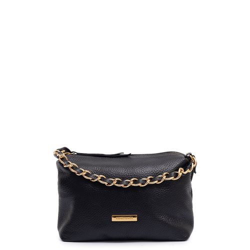 Bolsa Ombro Couro Preta Corrente