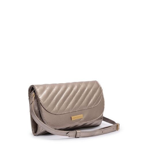 Bolsa Clutch Couro Prata Velho