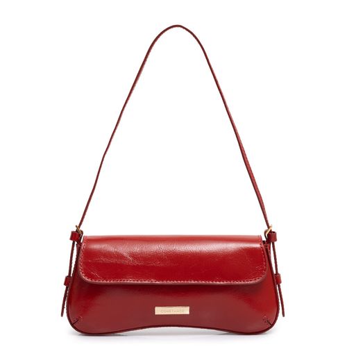 Bolsa Vermelha Baguete Couro