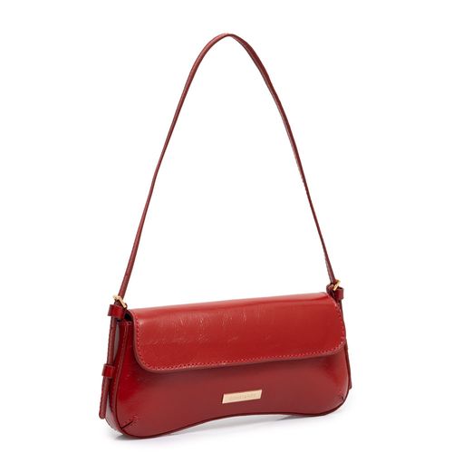 Bolsa Vermelha Baguete Couro