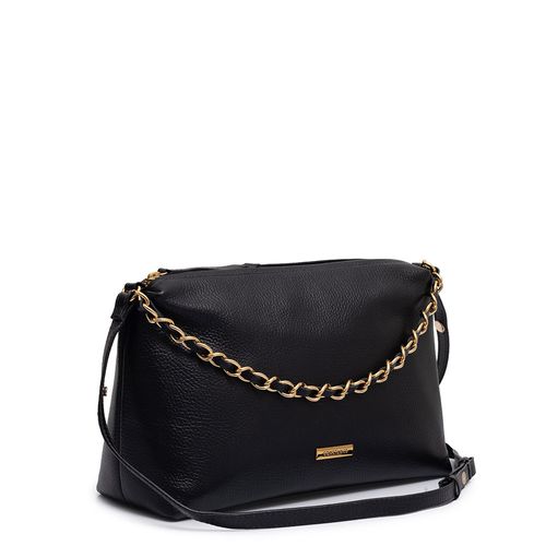 Bolsa Couro Preta Corrente