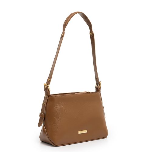 Bolsa Caramelo Ombro Couro Fivela