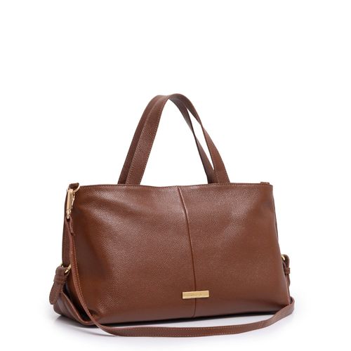 Bolsa Tote Couro Argola Marrom
