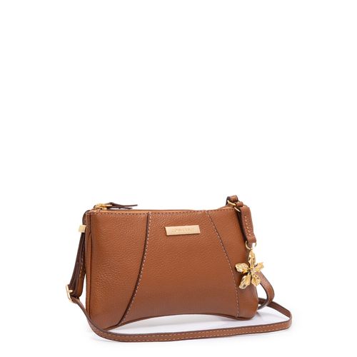 Bolsa Pequena Couro Flor Caramelo