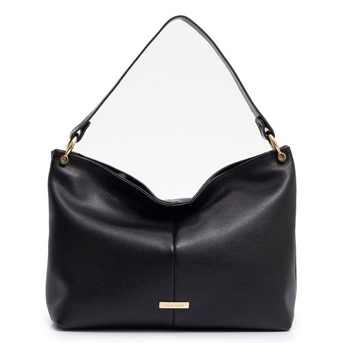 Bolsa Hobo Couro ferragem Preta