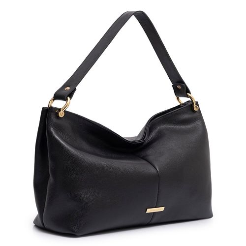 Bolsa Hobo Couro ferragem Preta
