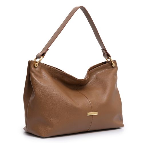 Bolsa Hobo Couro Ferragem Caramelo