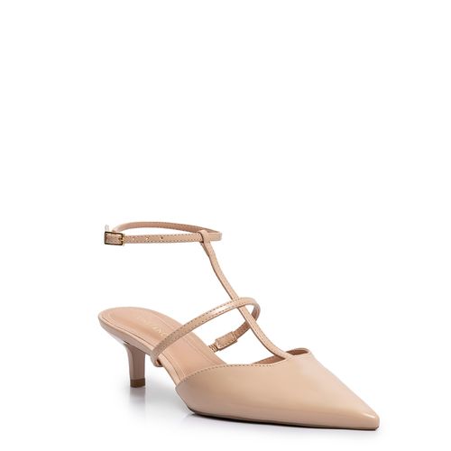 Scarpin Bege Verniz Tiras