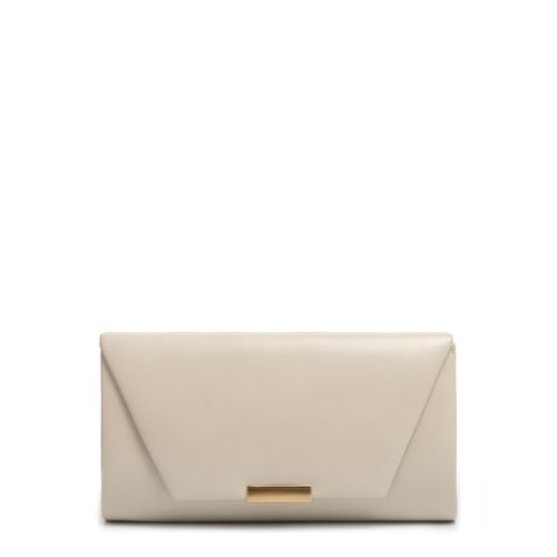 Bolsa Clutch Enfeite Metálico Off White