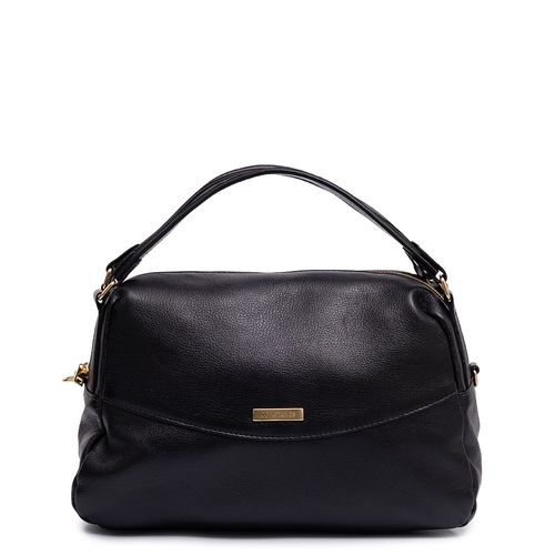Bolsa Baú Alça Dupla Couro Preta
