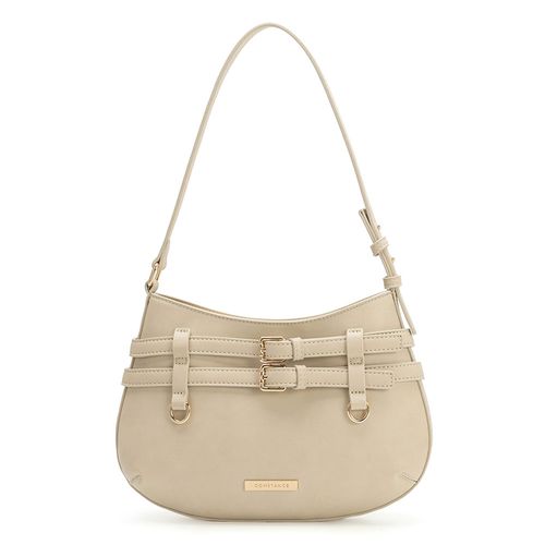 Bolsa Baguete Fivelas Bege
