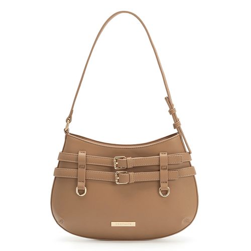 Bolsa Baguete Fivelas Caramelo