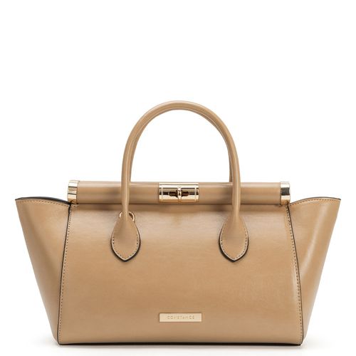 Bolsa Tote Encaixe Metálico Bege