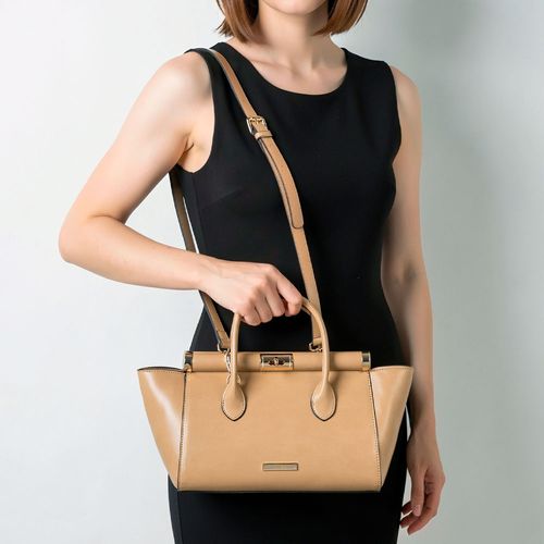 Bolsa Tote Encaixe Metálico Bege