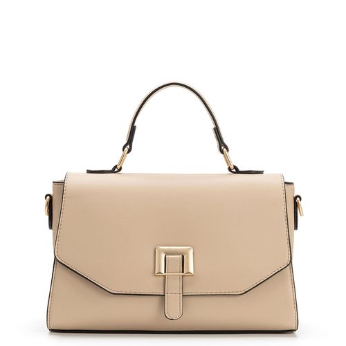 Bolsa Satchel Fecho Quadrado Bege