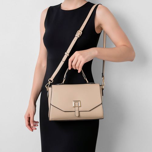 Bolsa Satchel Fecho Quadrado Bege