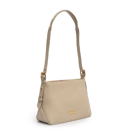 Bolsa Off White Ombro Couro Fivela