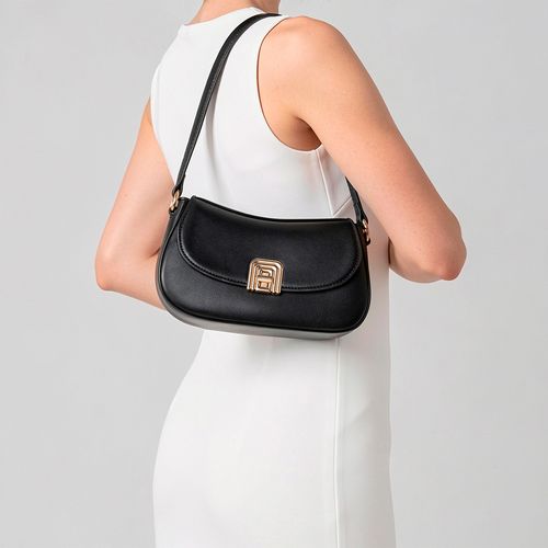 Bolsa de Ombro Fecho Decorativo Preta
