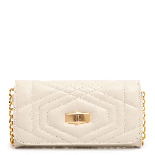 Bolsa Carteira Couro Corrente Off White