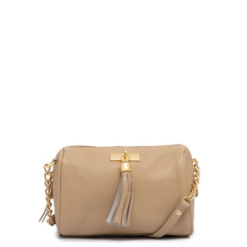 Bolsa Pequena Couro Barbicacho Bege