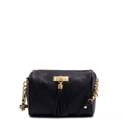 Bolsa Pequena Couro Barbicacho Preta