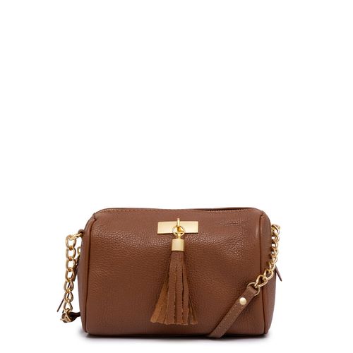 Bolsa Pequena Couro Barbicacho Caramelo
