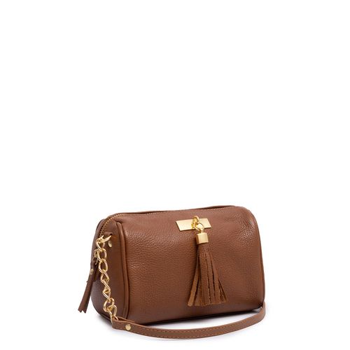 Bolsa Pequena Couro Barbicacho Caramelo